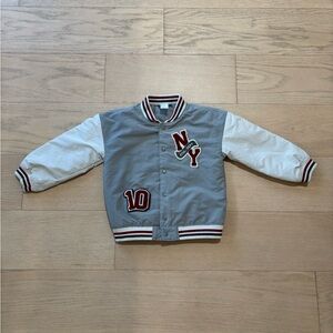 H&M toddler grey NY bomber jacket, size 3T